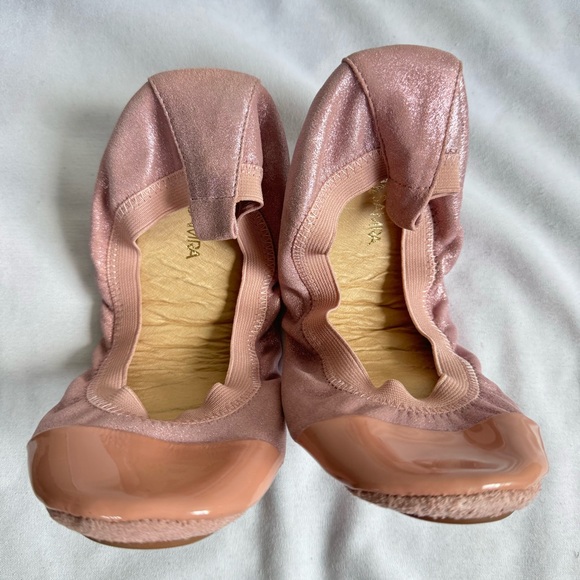 YS YOSI SAMRA Scarlet Two Tone Foldable Ballet Flats Size 8 / 6Y Rose Cloud - Picture 2 of 9